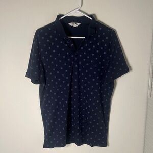 Calvin Klein Dark Blue Polo with Subtle Pattern